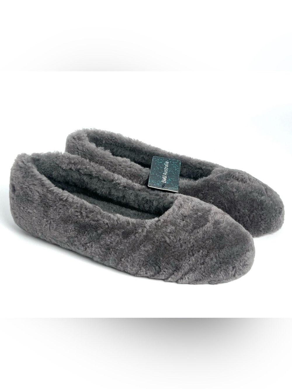 NEW EMU AUSTRALIA x ANTHROPOLOGIE GRAY MIRA SHEEPSKIN BALLET SLIPPERS SHOES 9